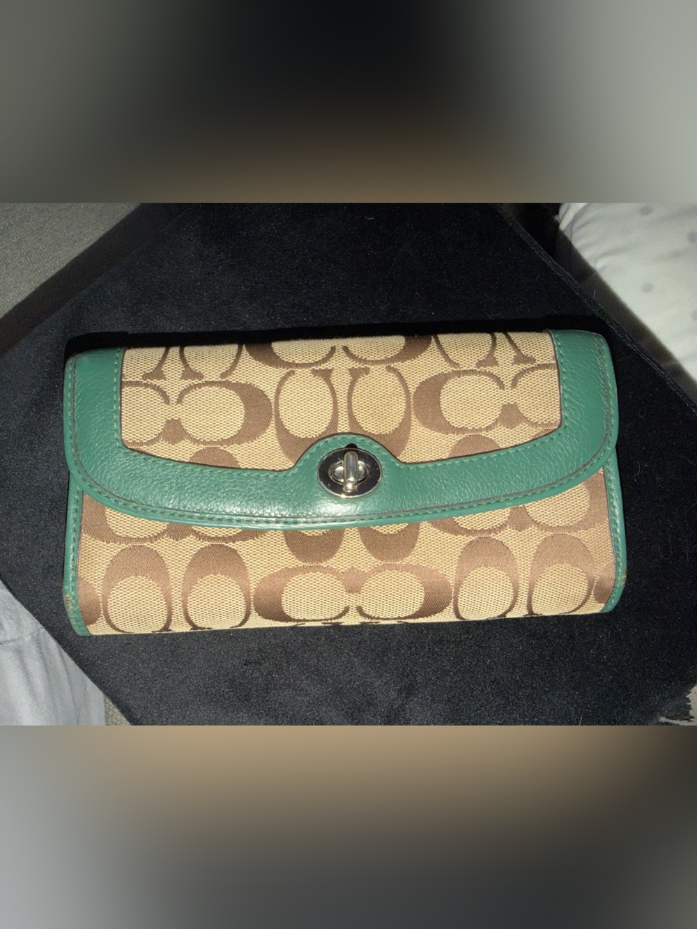 Coach Signature Canvas Turnlock Wallet